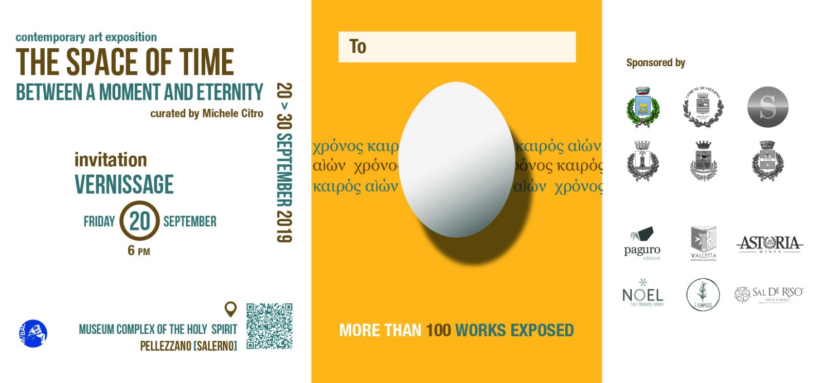 “Tra un attimo e l’eternità“, inaugurazione Venerdì 20 settembre allo Spirito Santo