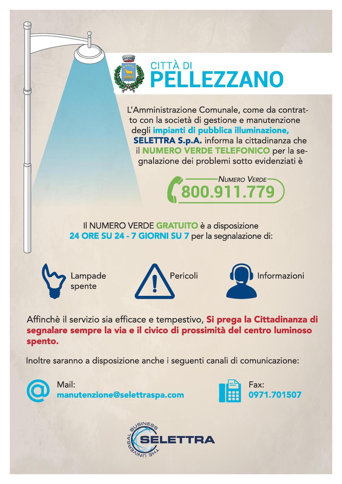 Illuminazione pubblica: numero verde segnalazione guasti 