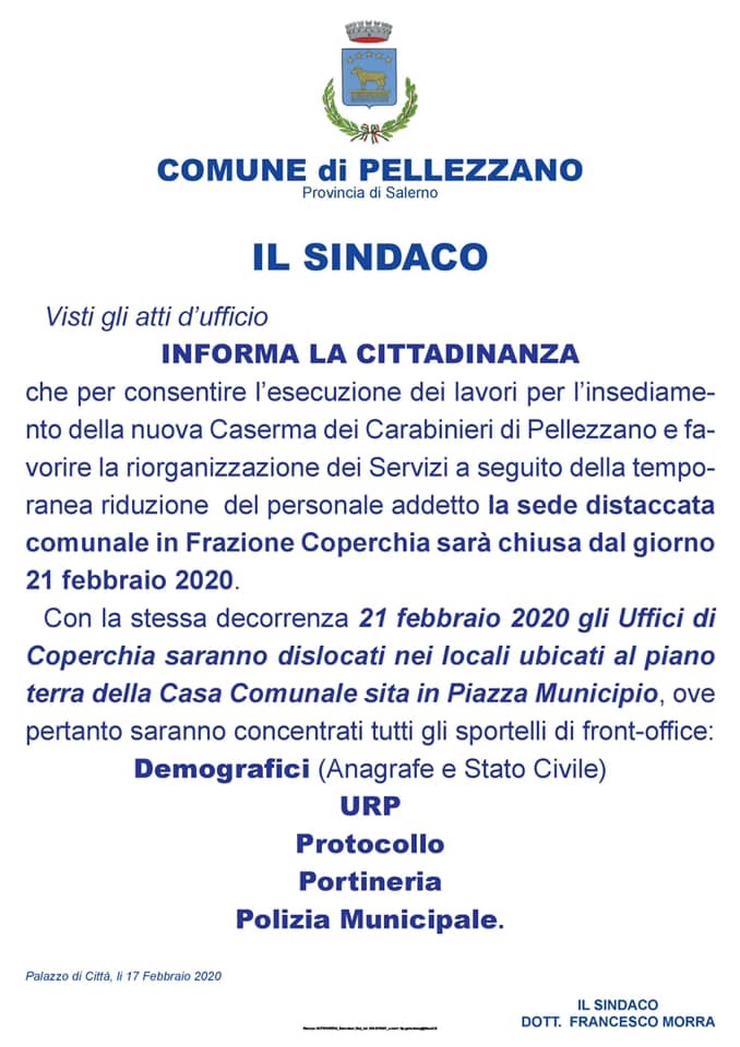 Avviso alla Cittadinanza