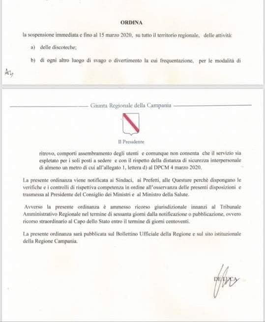 Disposizioni per discoteche e luoghi di svago