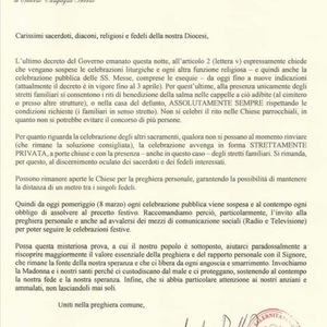 Sospensione attività religiose 