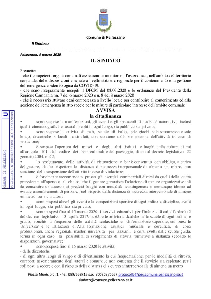Attivazione del COC per emergenza COVID-19