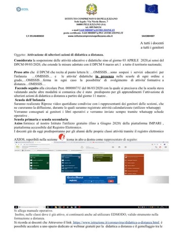 Comunicazioni dell’Istituto Comprensivo Pellezzano