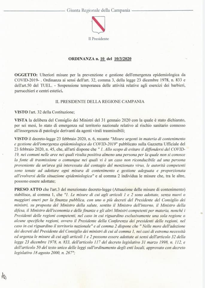 Sospensione immediata attività di barbieri, parrucchieri e centri estetici