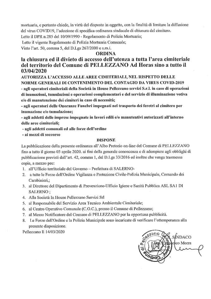 Chiusura cimitero comunale 