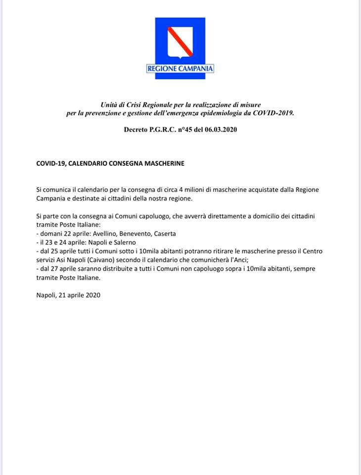 Distribuzione mascherine