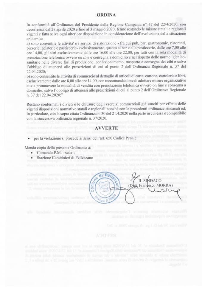 Via libera a cartolerie e cibo d’asporto dal 27 aprile  