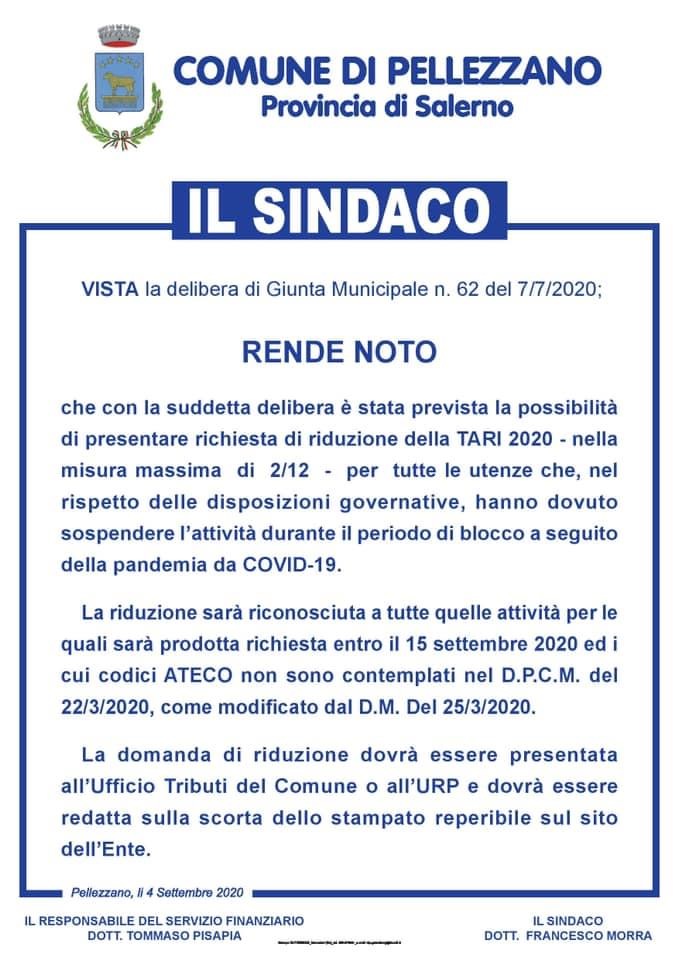 Istituzione riduzione TARI per attività chiuse durante il lockdown 