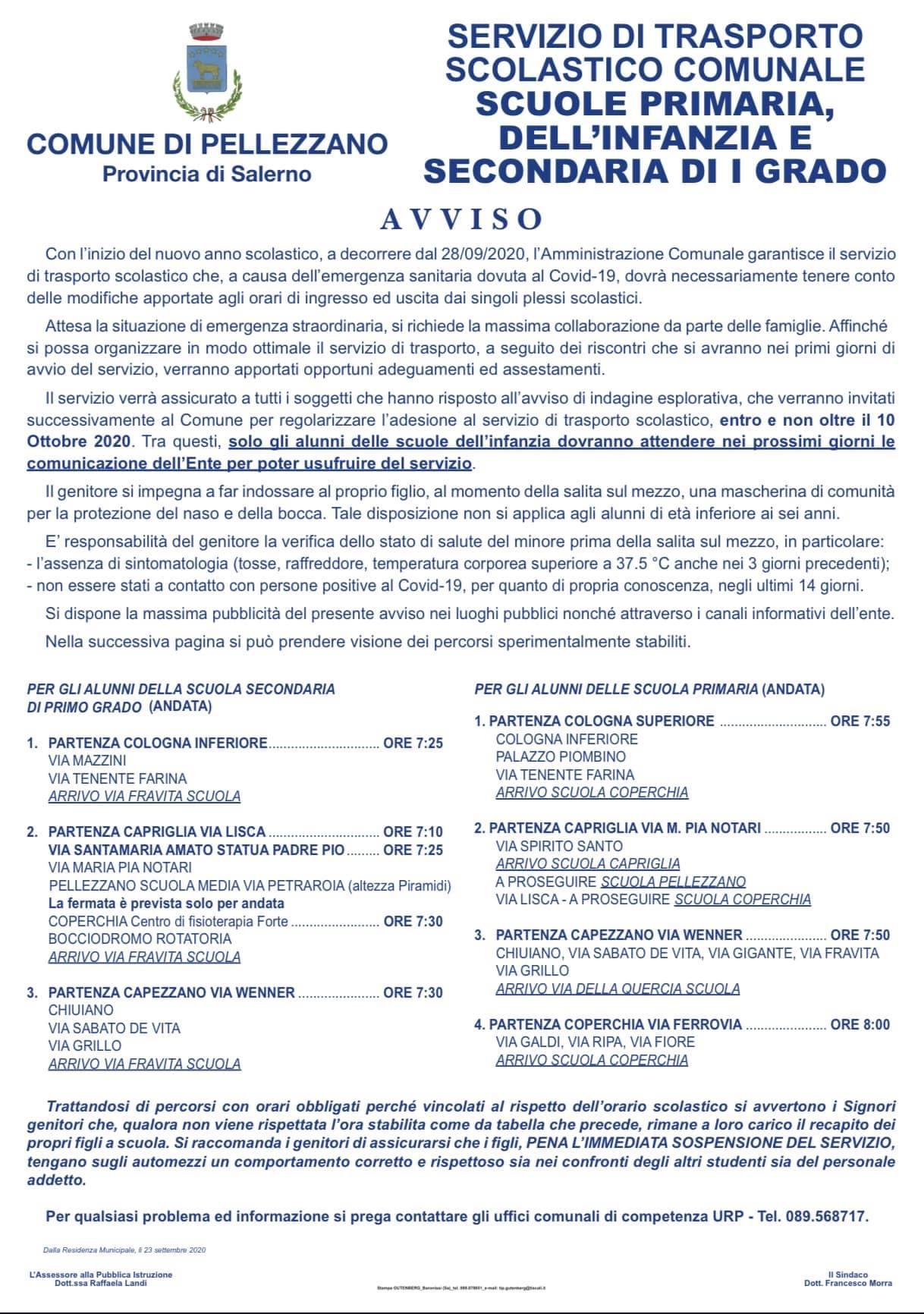 Avviso trasporto scolastico comunale 