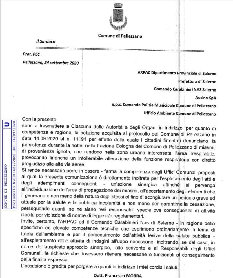 Miasmi Cologna, il Sindaco scrive a tutti gli organi competenti 