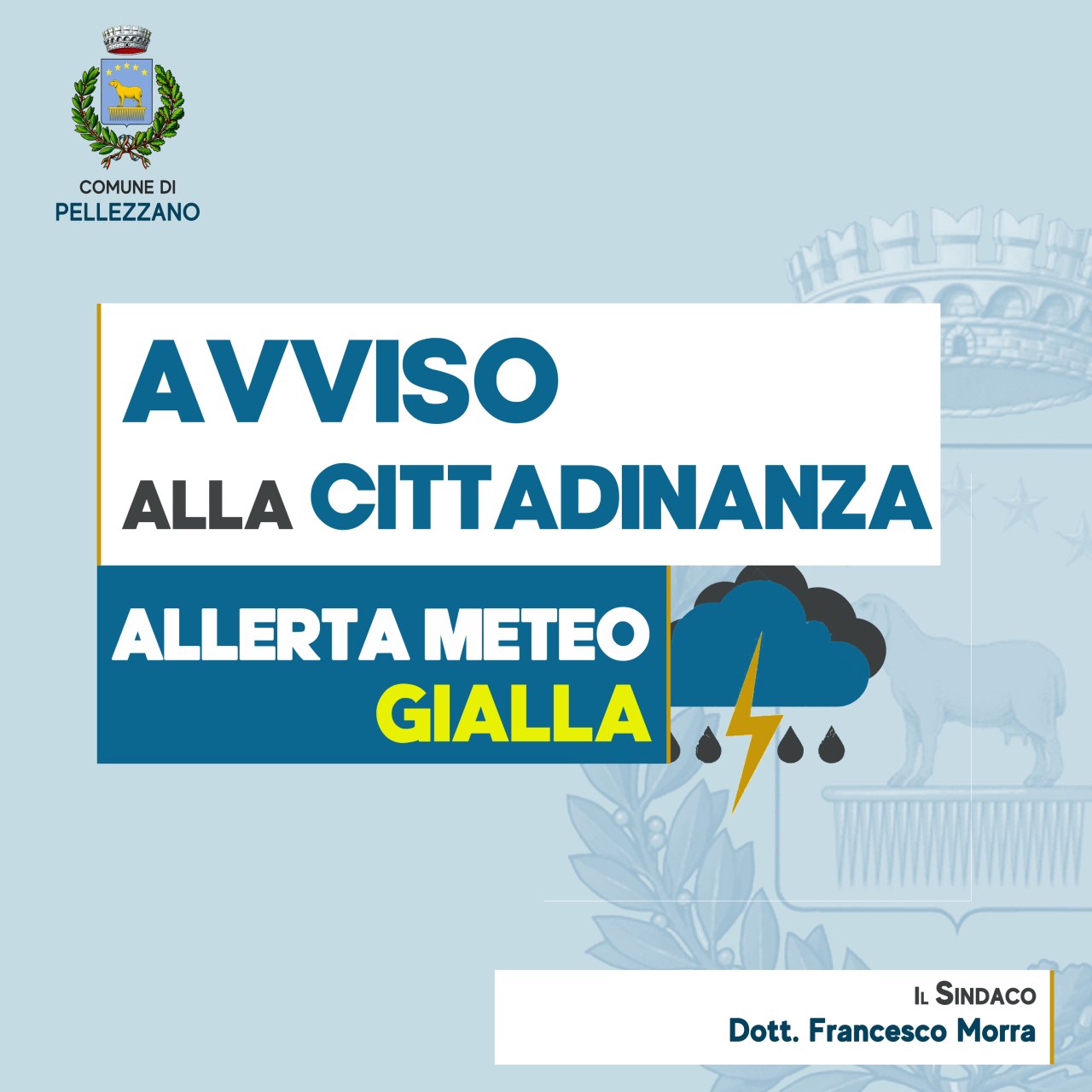 Allerta meteo gialla dalle 8 di domani 
