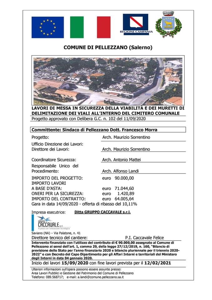 Iniziati i lavori di messa in sicurezza del Cimitero