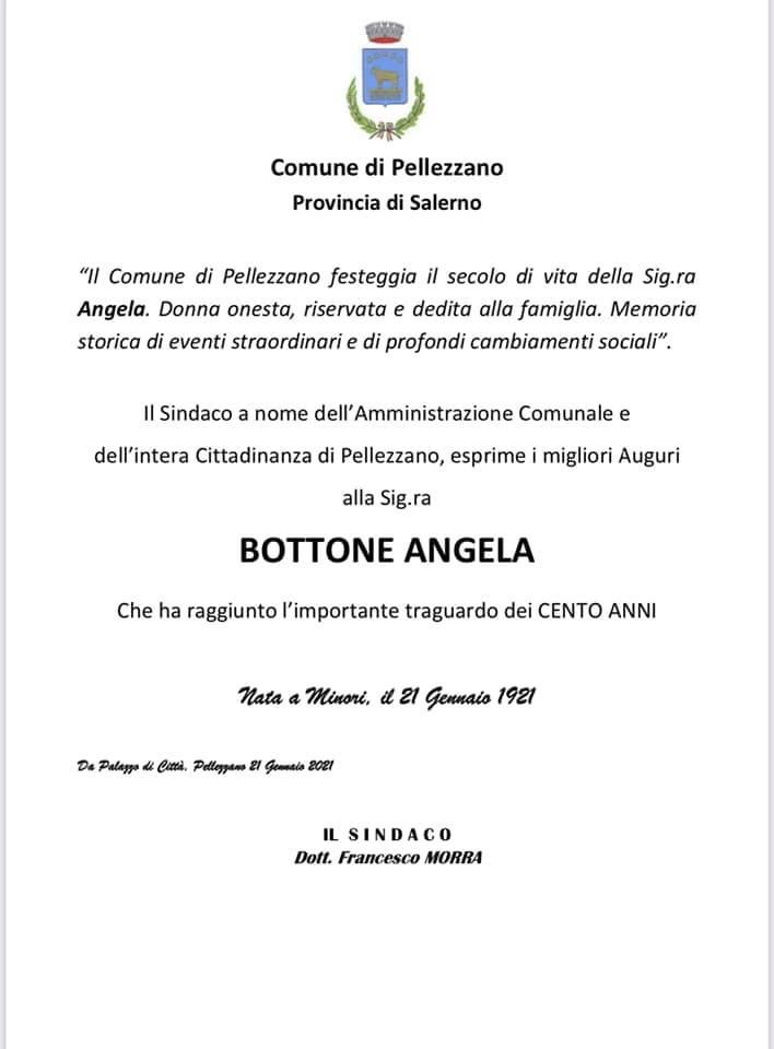 Pellezzano festeggia i 100 anni della Sig.ra Angela Bottone