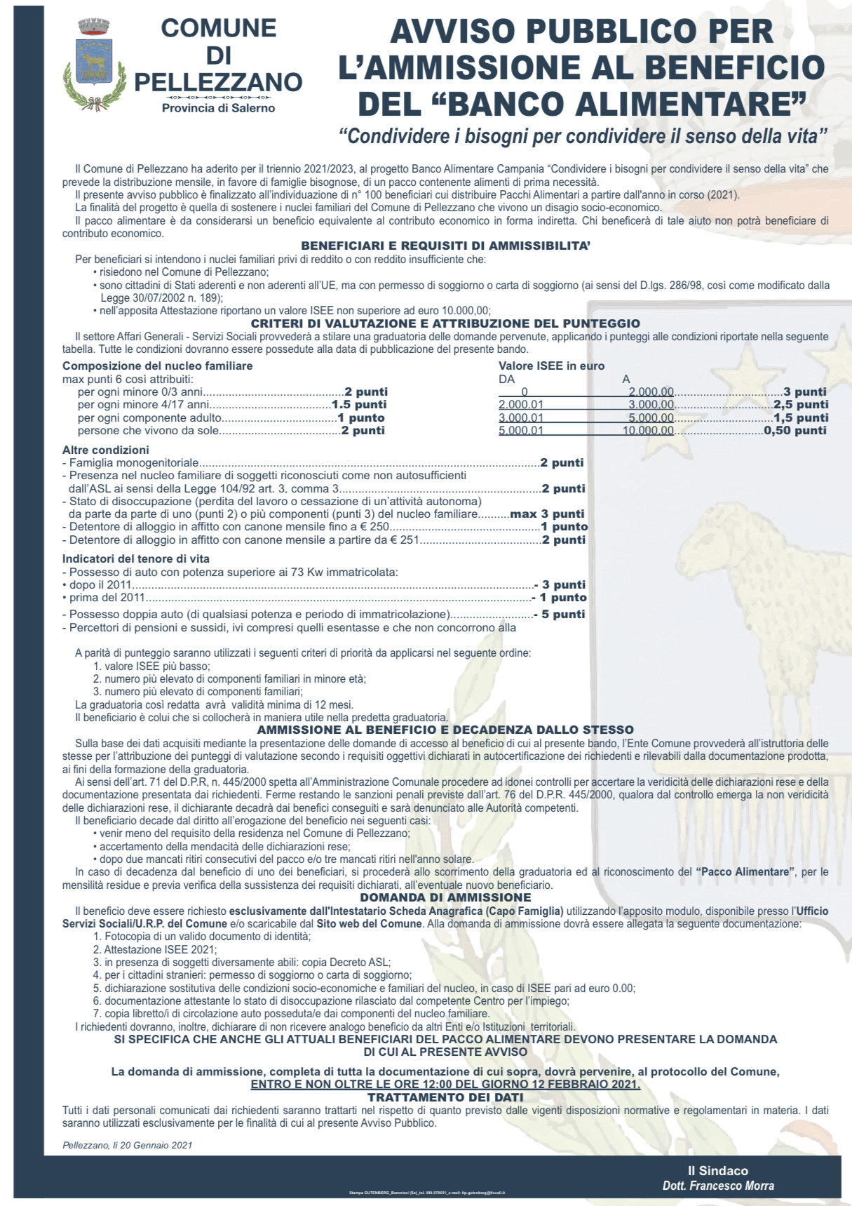 Richiesta banco alimentare 