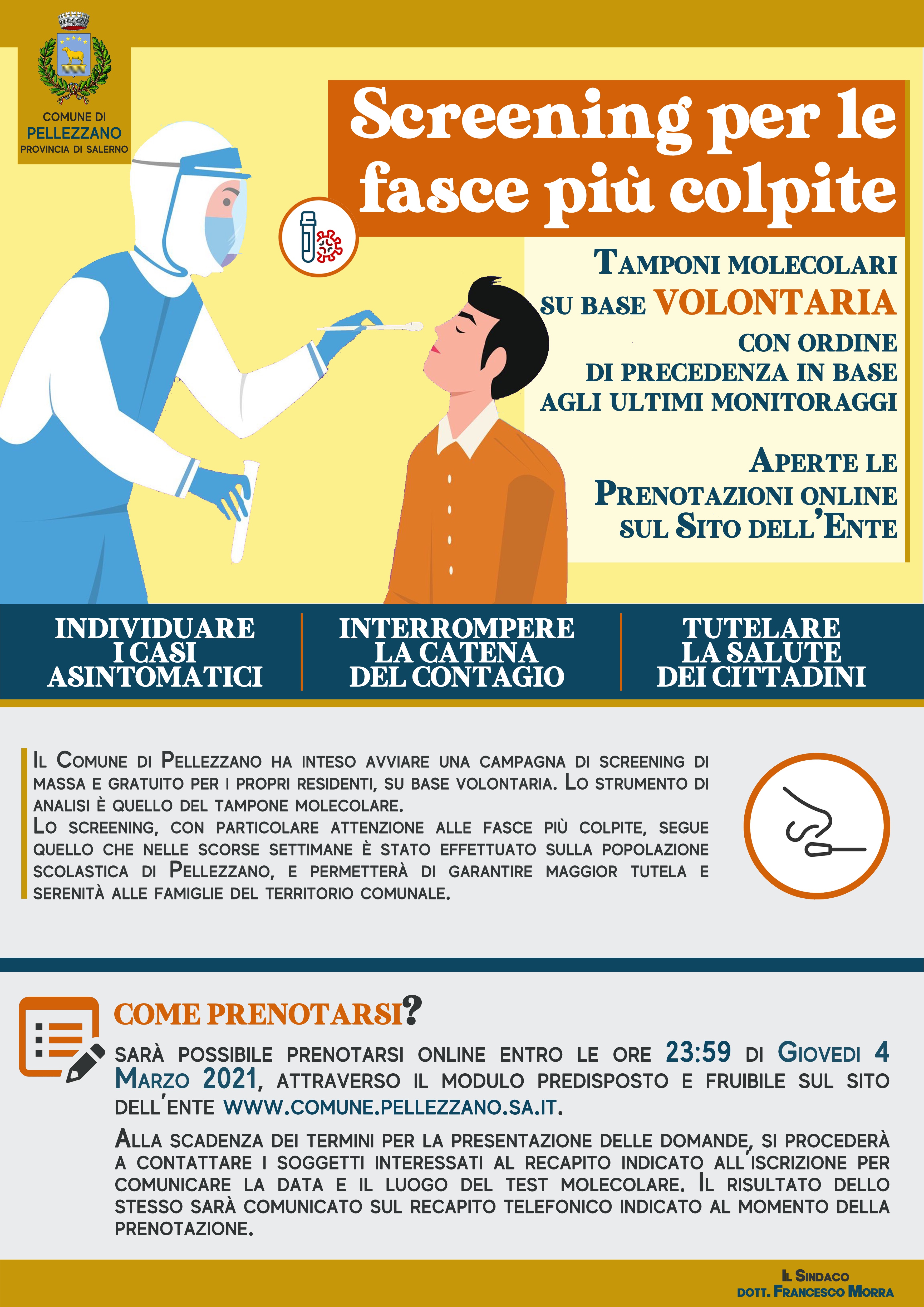 Chiusura anticipata alle 13:00 per le domande dello screening 