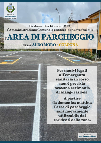Da domani fruibile il nuovo parcheggio di Via A.Moro a Cologna
