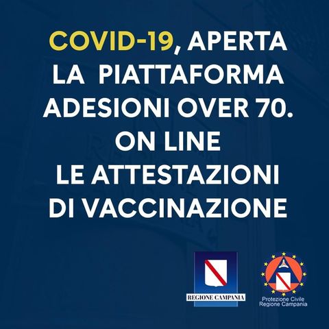 Attivata piattaforma adesioni vaccini over70