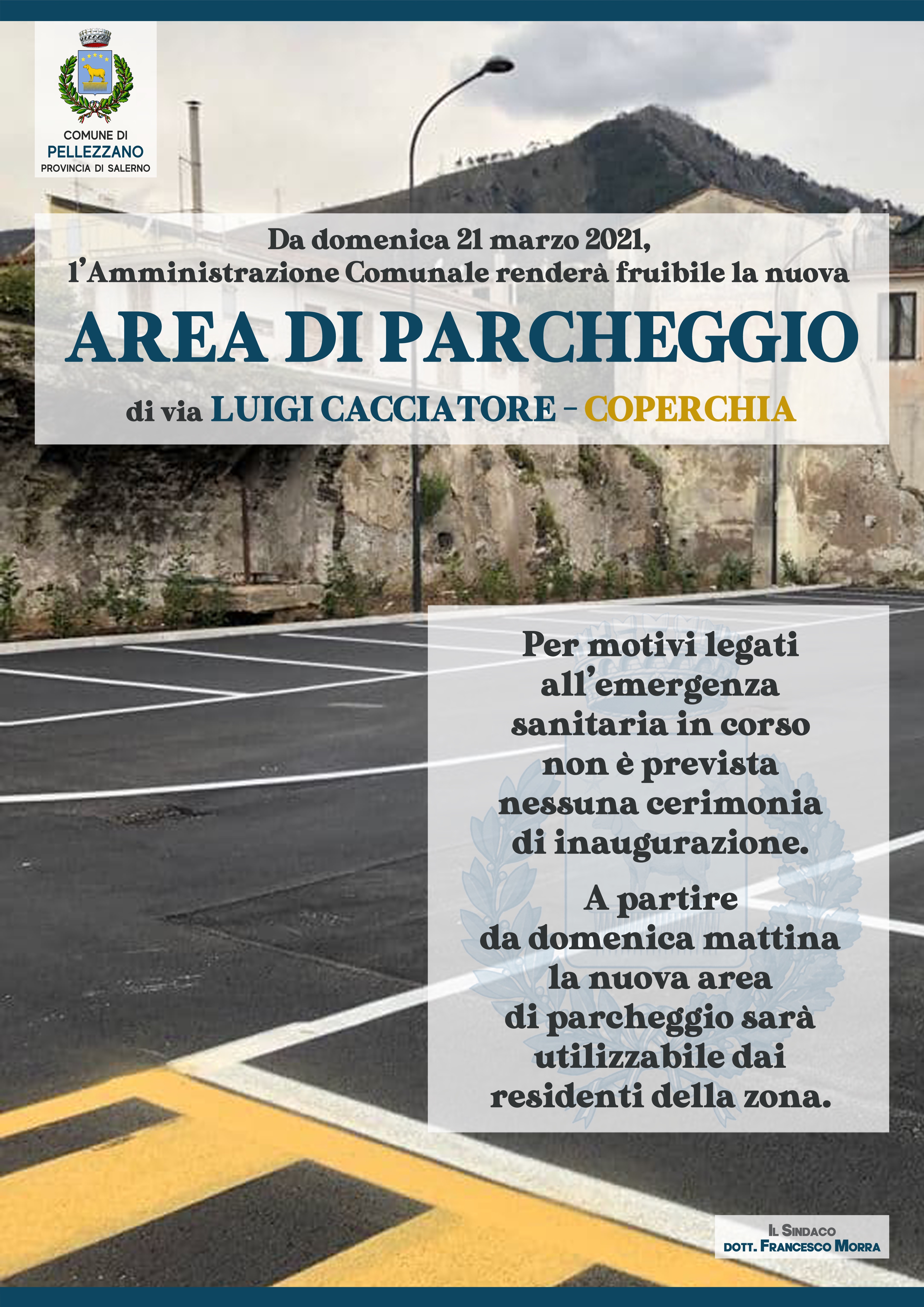 Aperto da domenica il nuovo parcheggio in Via L.Cacciatore