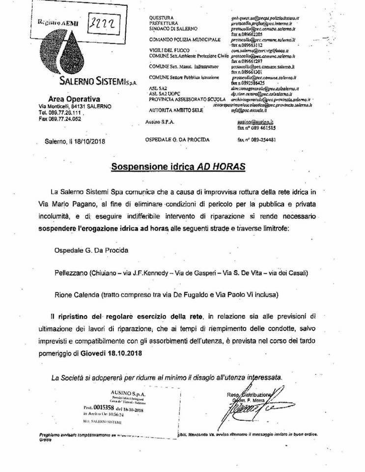 Avviso Sospensione Idrica