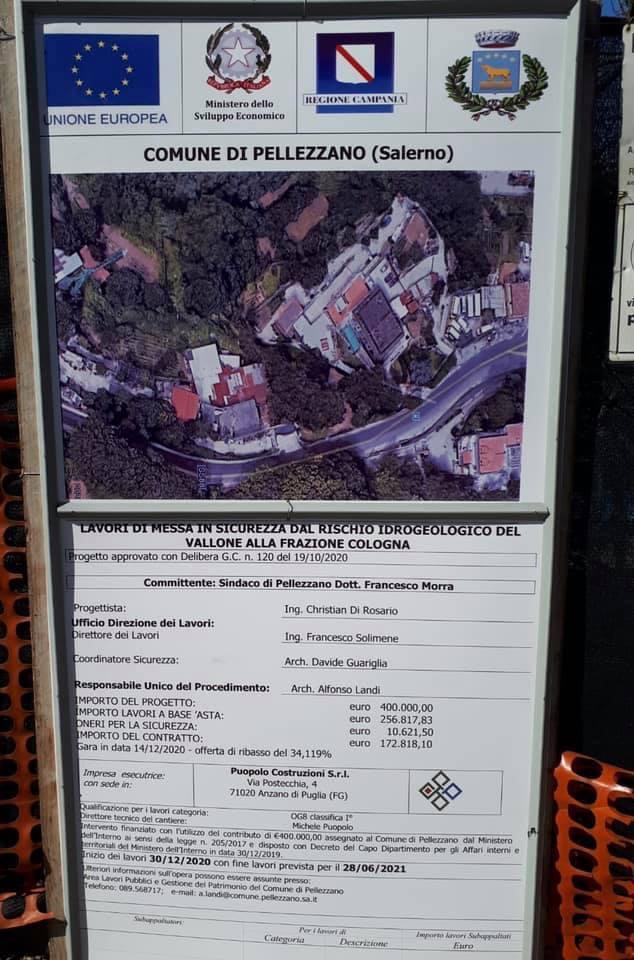 Avviata la messa in sicurezza del vallone di Cologna