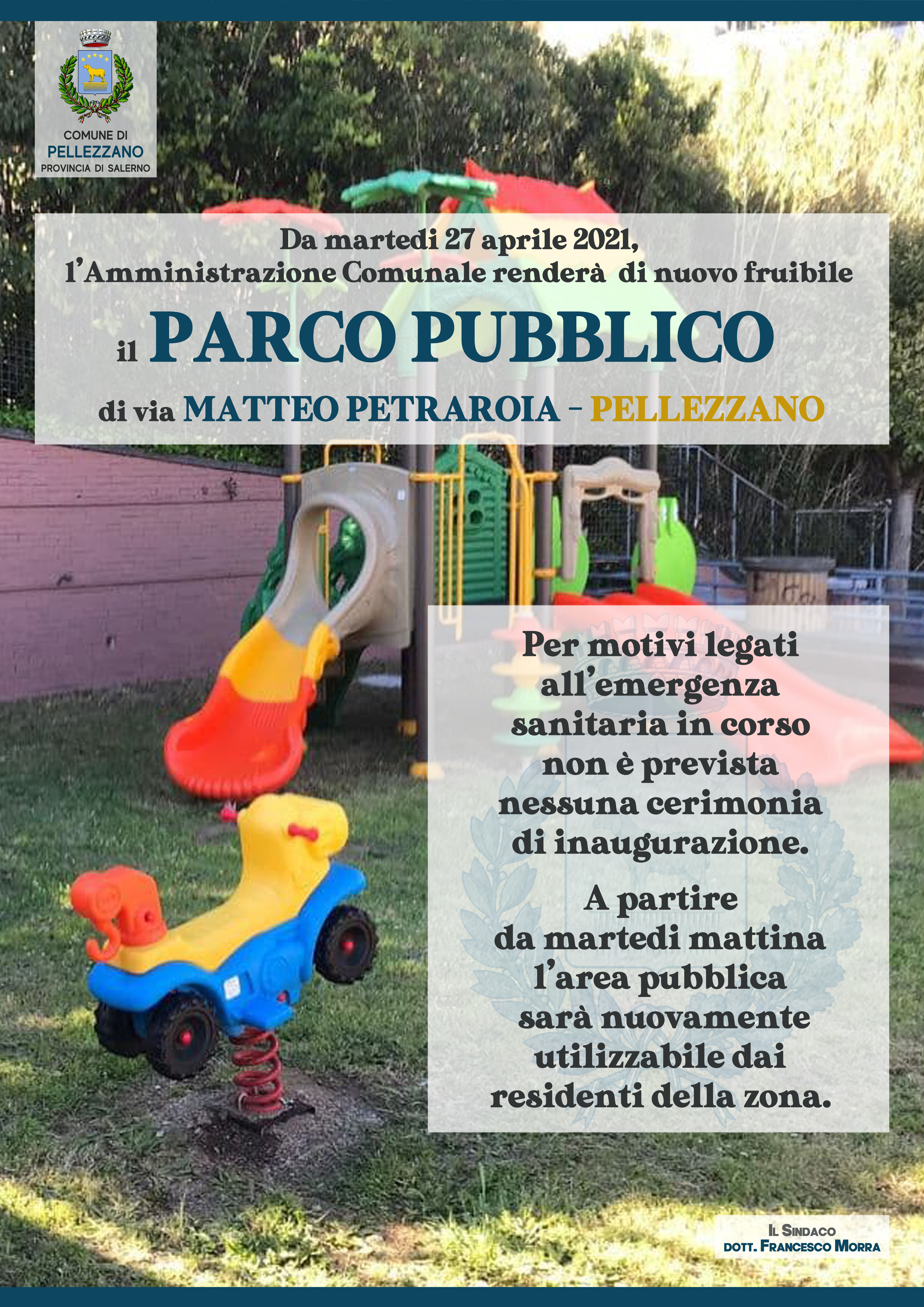 Riapre alla Cittadinanza il parco in Via M.Petraroia a Pellezzano
