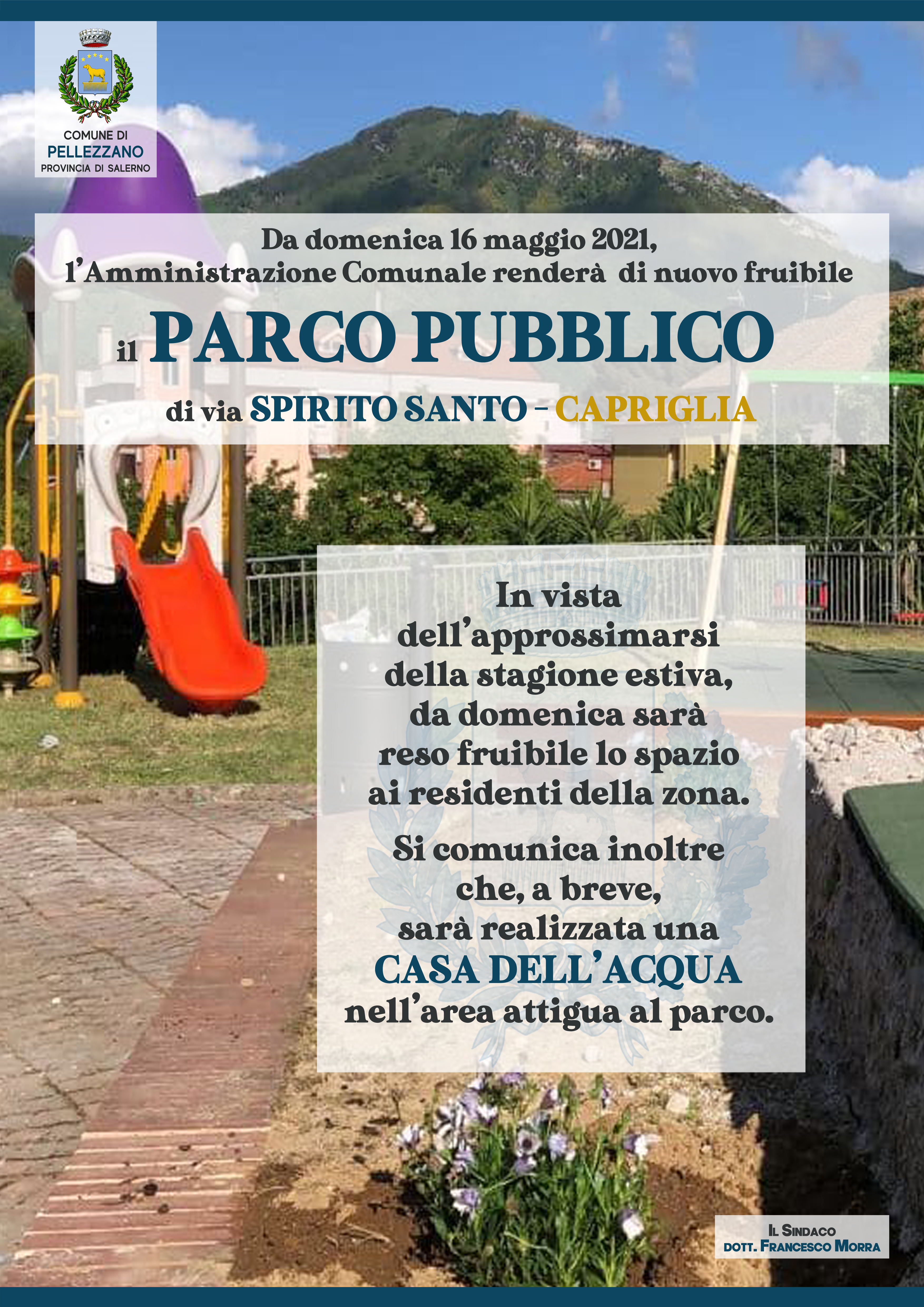 Apertura nuovo parco in via spirito Santo a Capriglia