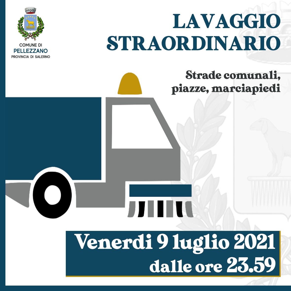 Lavaggio strade comunali, marciapiedi e piazze