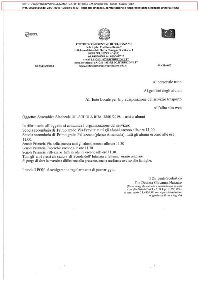 Avviso a genitori ed alunni 