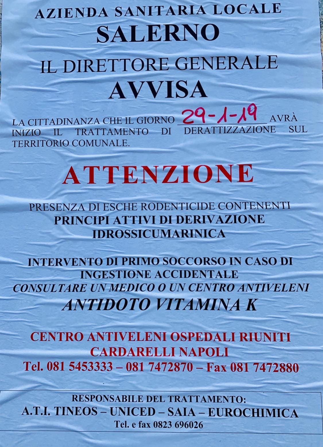 Intervento di derattizzazione 