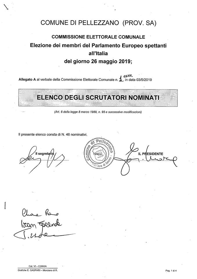 Elenco degli scrutatori sorteggiati